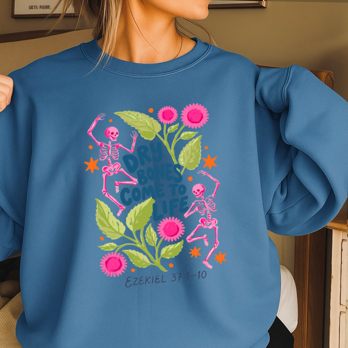 Dry Bones Come To Life Navy Lettering Christian Sweatshirt