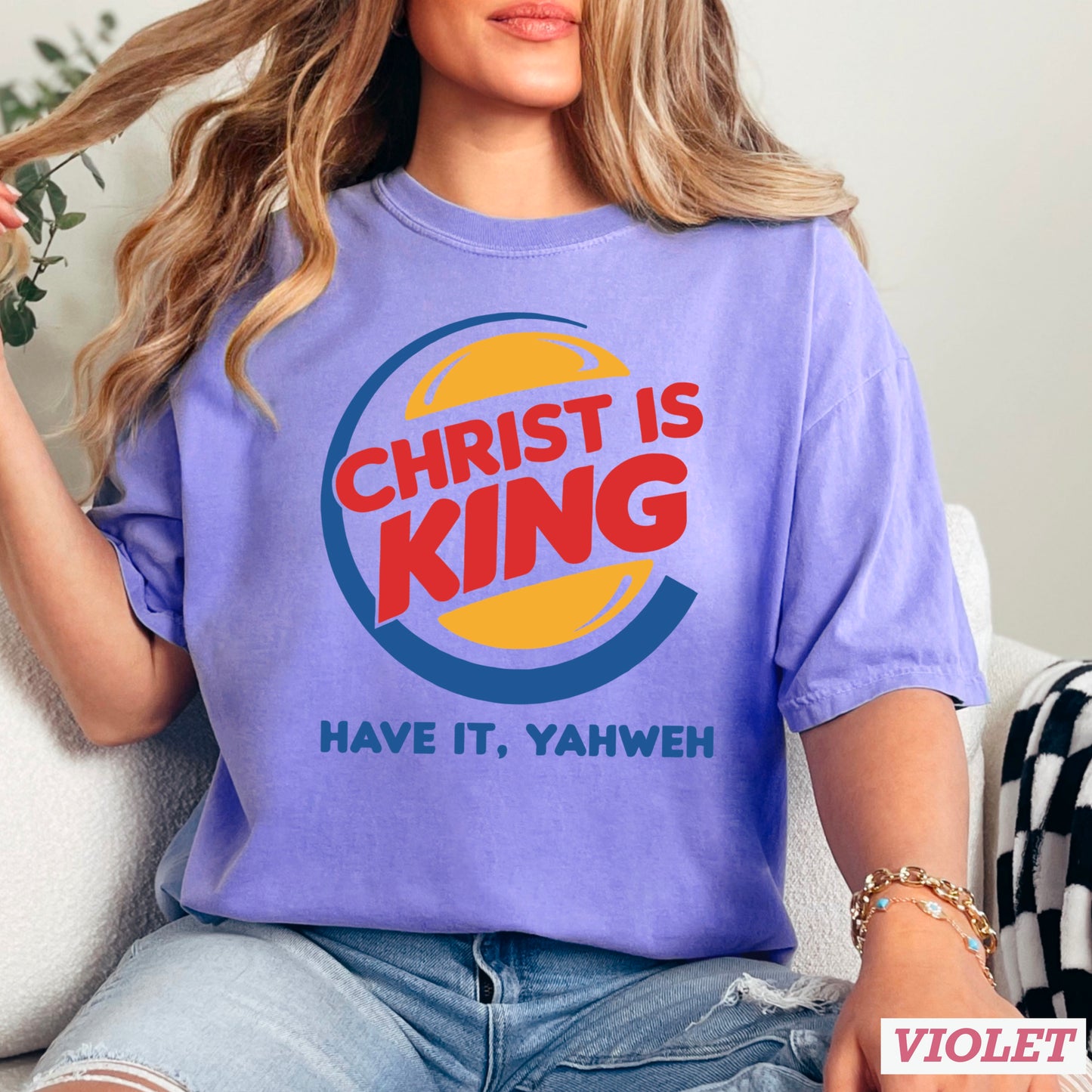 Christ Is King Christian Comfort Color Graphic Tee