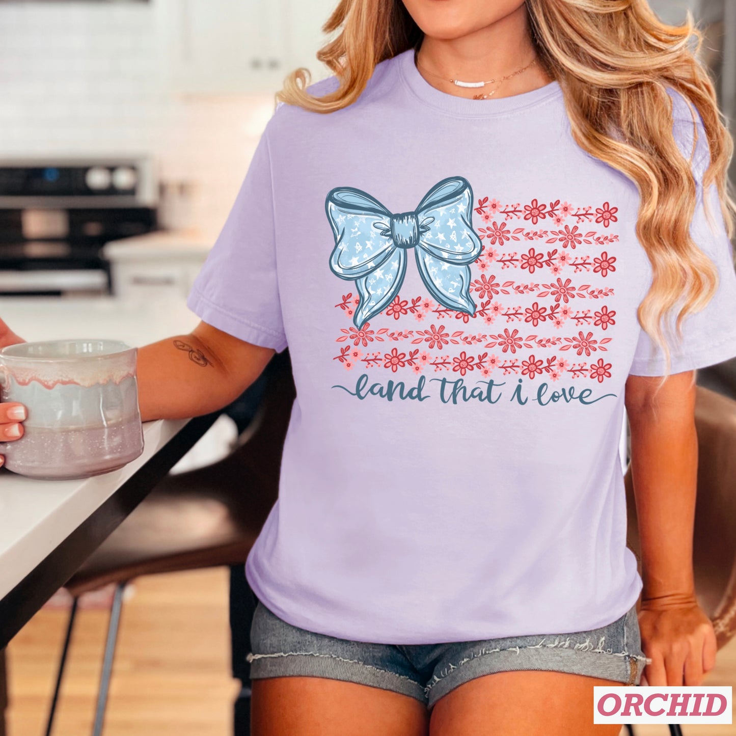 Land Of The Free Patriotic Comfort Color Graphic Tee