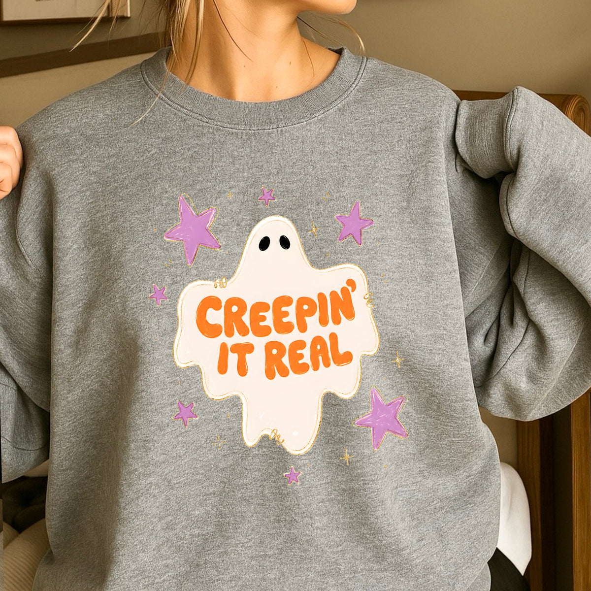 Creepin It Real Halloween Crewneck Sweatshirt