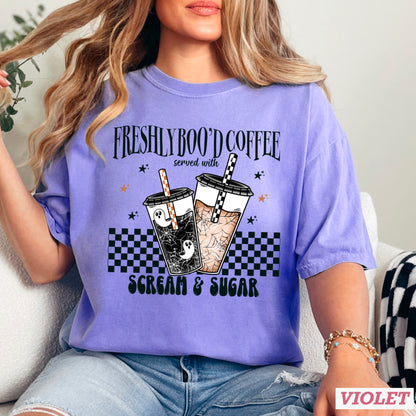 Freshly Boo’d Coffee Halloween Comfort Color Graphic Tee