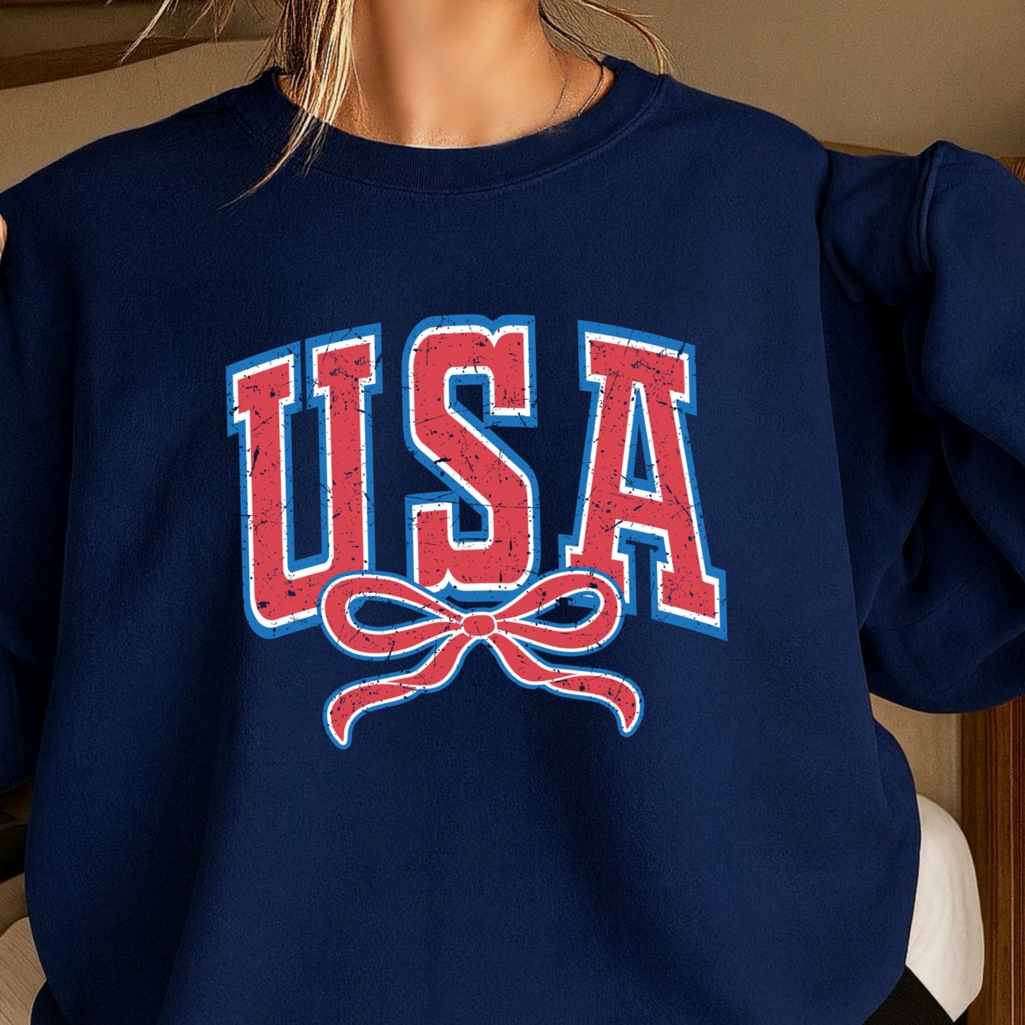 USA Coquette Bow Crewneck Sweatshirt