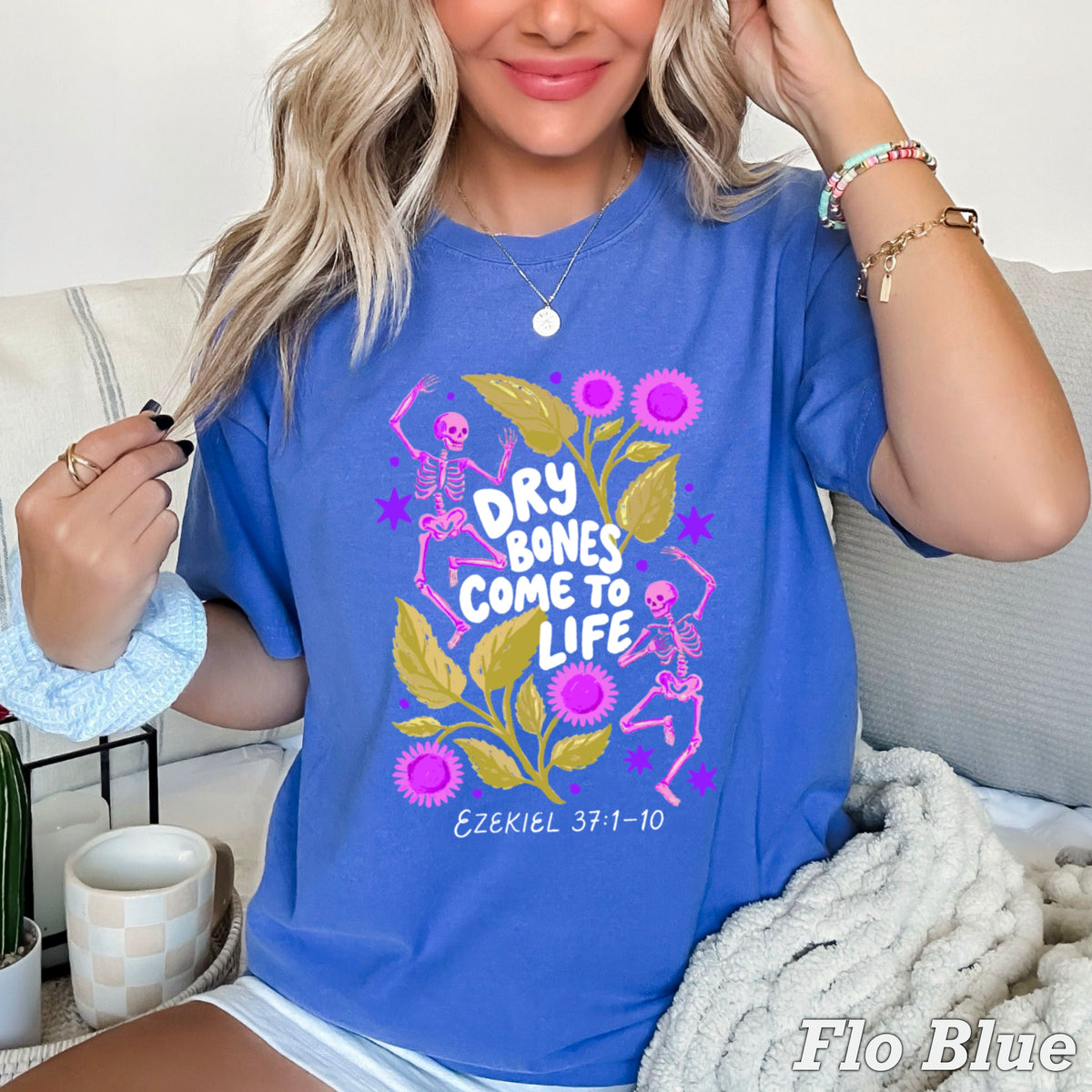 Dry Bones Come To Life Ezekiel 37 White Lettering Comfort Color Graphic Tee
