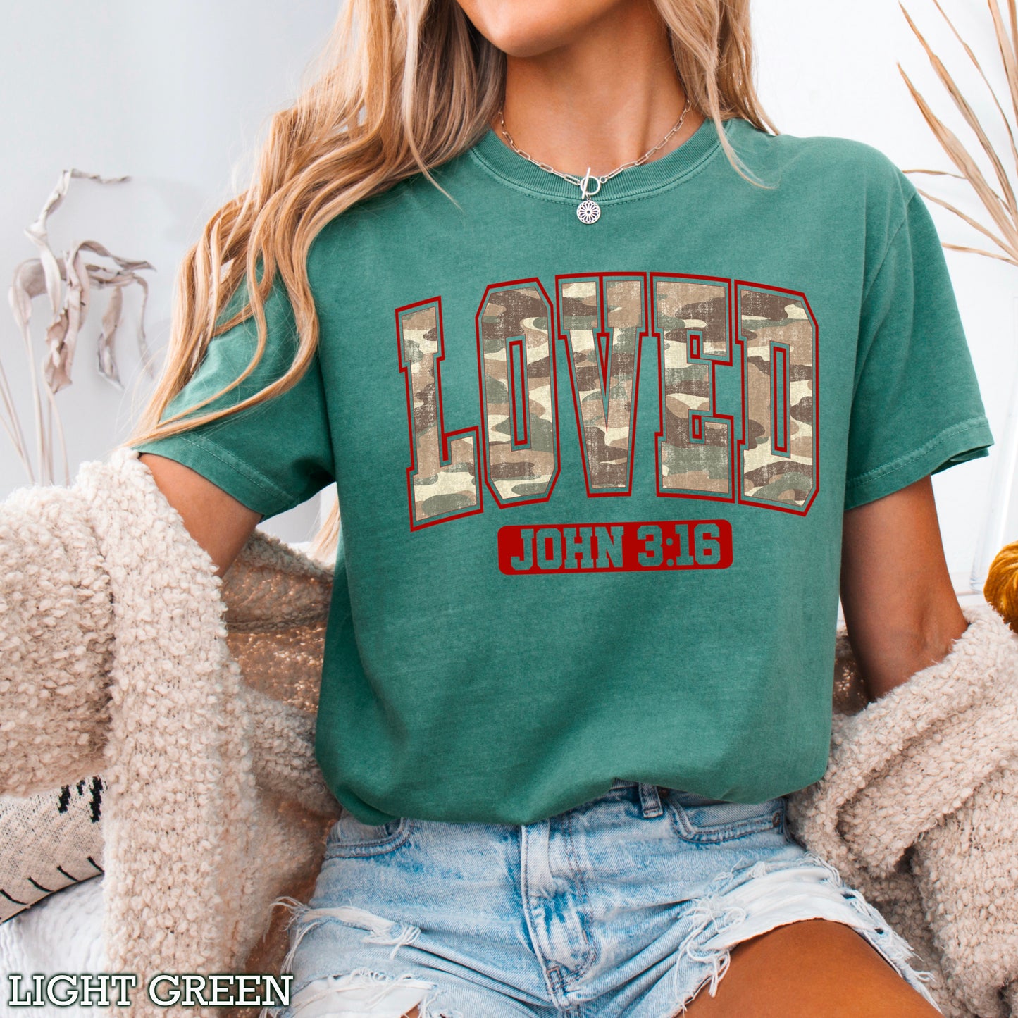 Camo John 3:16 Valentine’s Day Comfort Color Graphic Tee