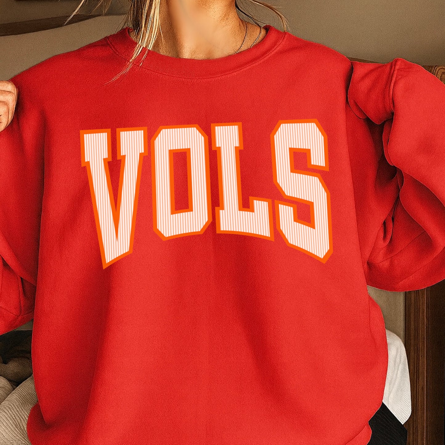 Orange & White College Game Day Crewneck Sweatshirt