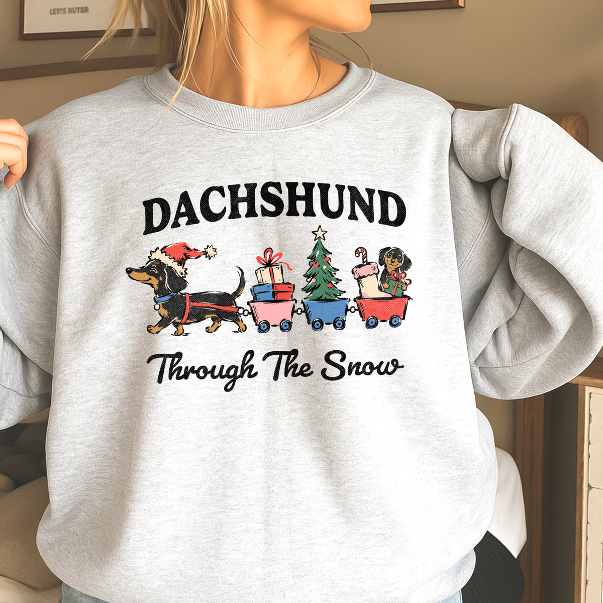 Dachshund Through the Snow Christmas Crewneck Sweatshirt
