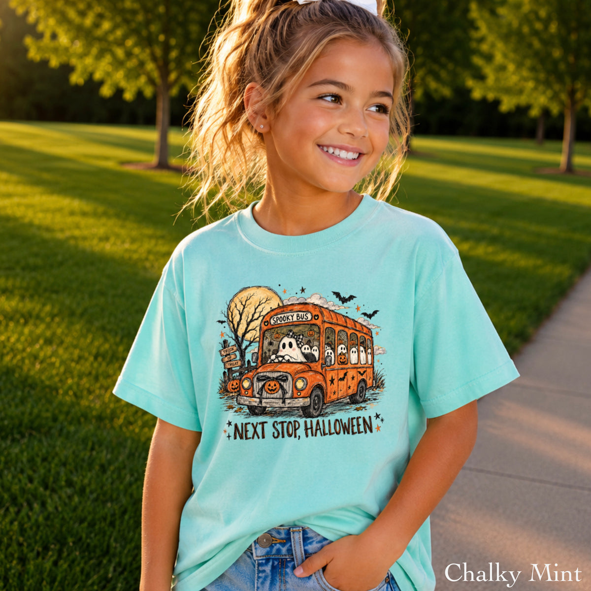 Next Stop Halloween Youth Comfort Color T-Shirt