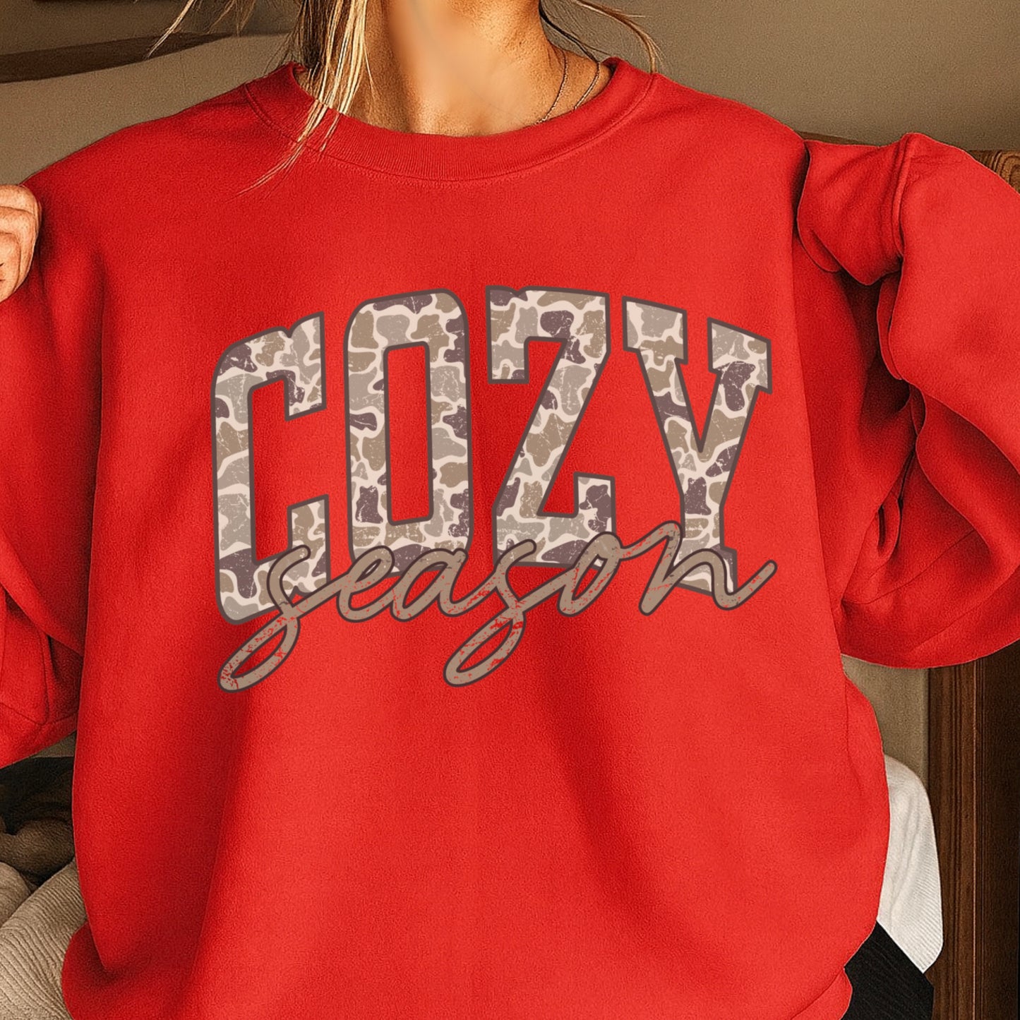Camo Cozy Season Crewneck Sweatshirt
