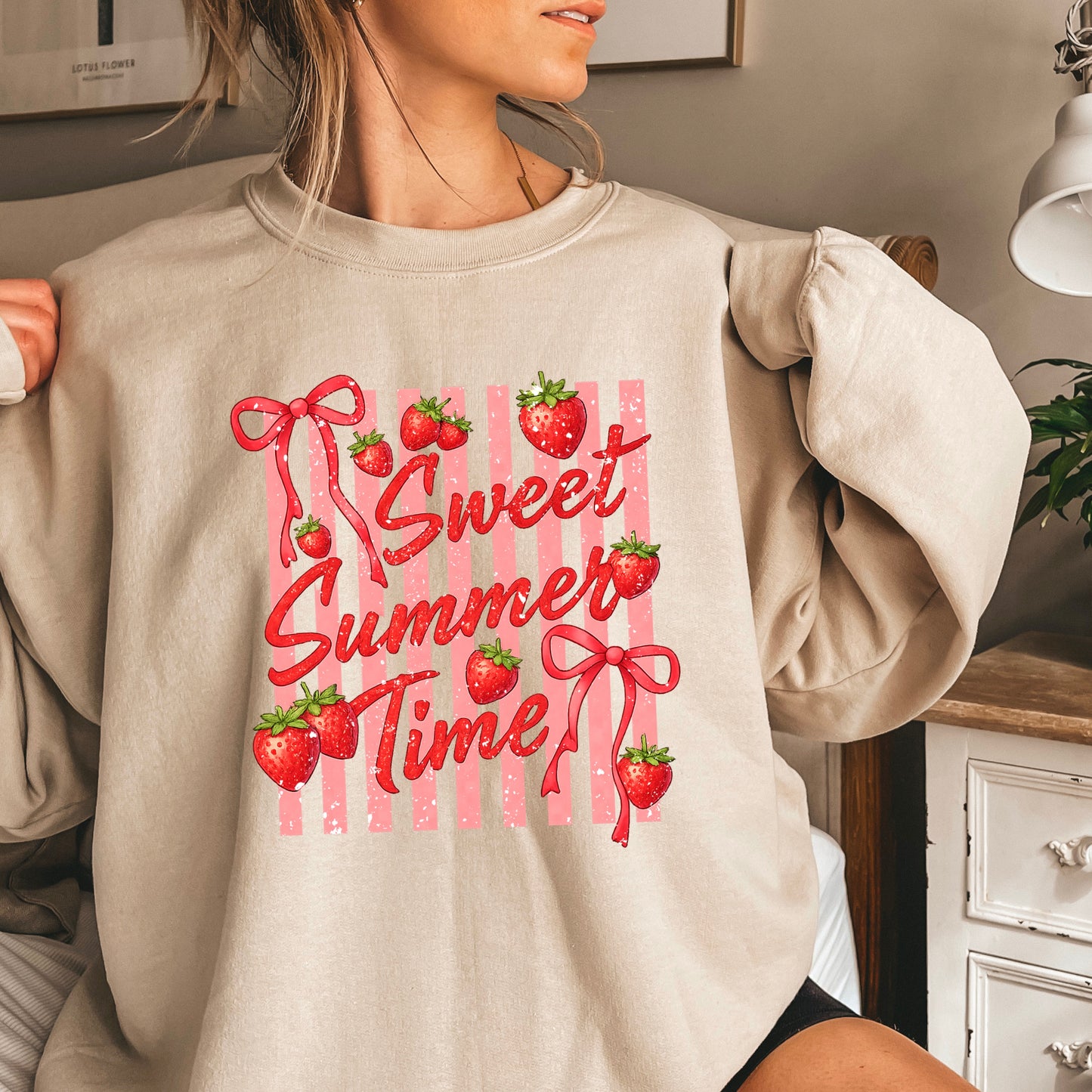 Sweet Summertime Strawberries Crewneck Sweatshirt