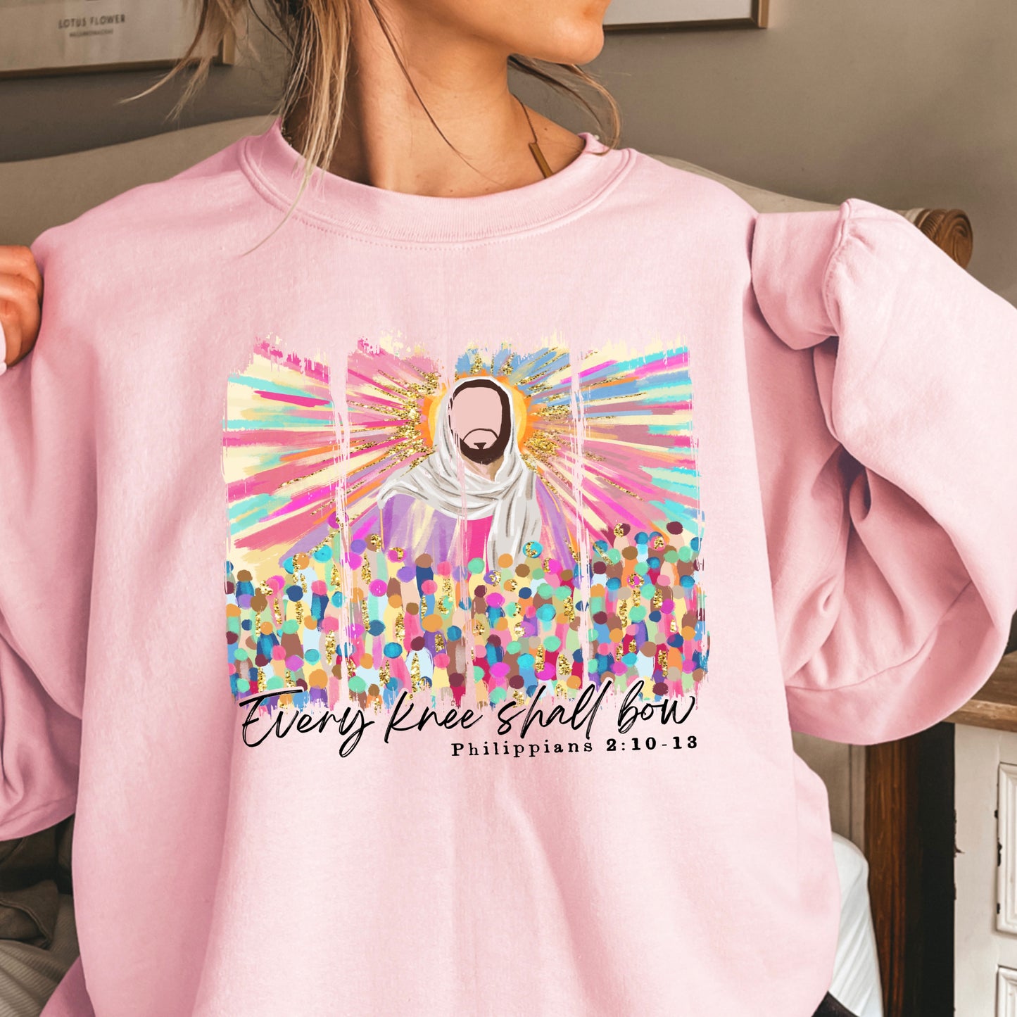 Every Knee Shall Bow Easter Crewneck Sweatshirt