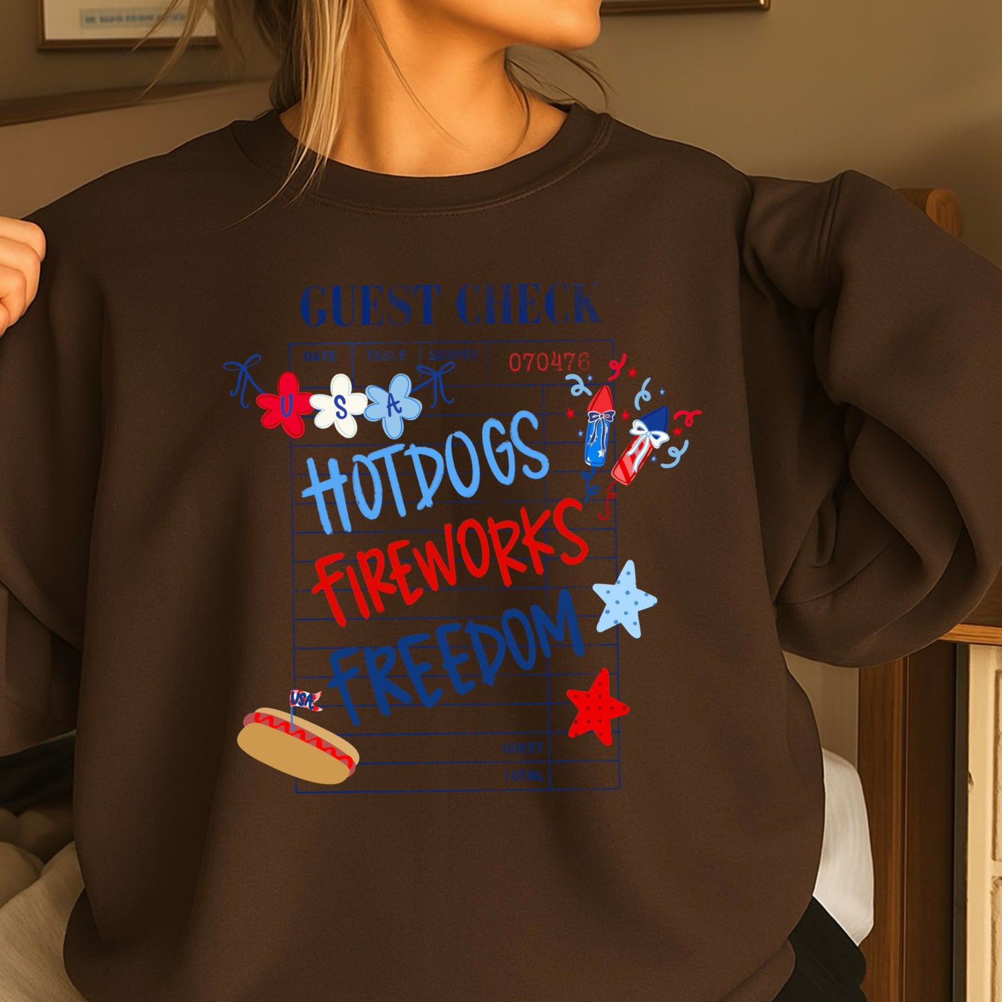 Guest Check July 4th Crewneck Sweatshirt