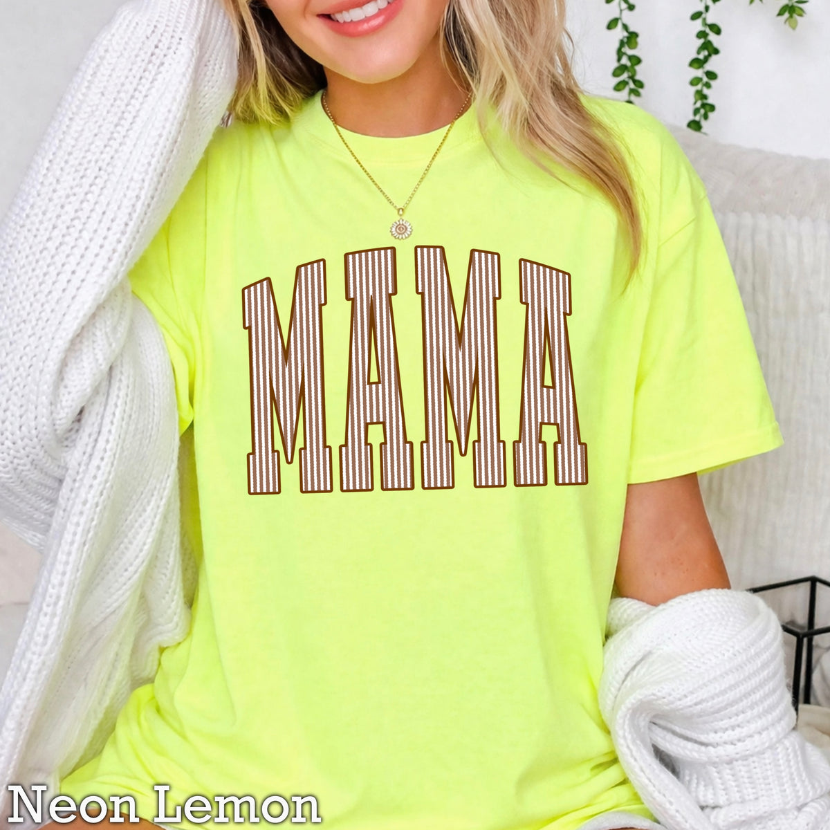 Mama Brown Seersucker Comfort Color Graphic Tee