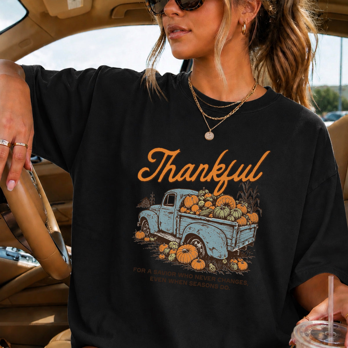 Thankful For A Savior Comfort Color Graphic Tee