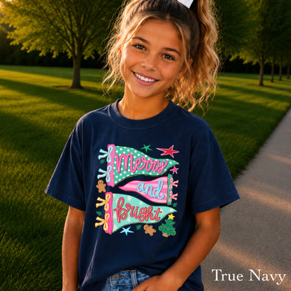 Merry & Bright Christmas Youth Comfort Color T-Shirt