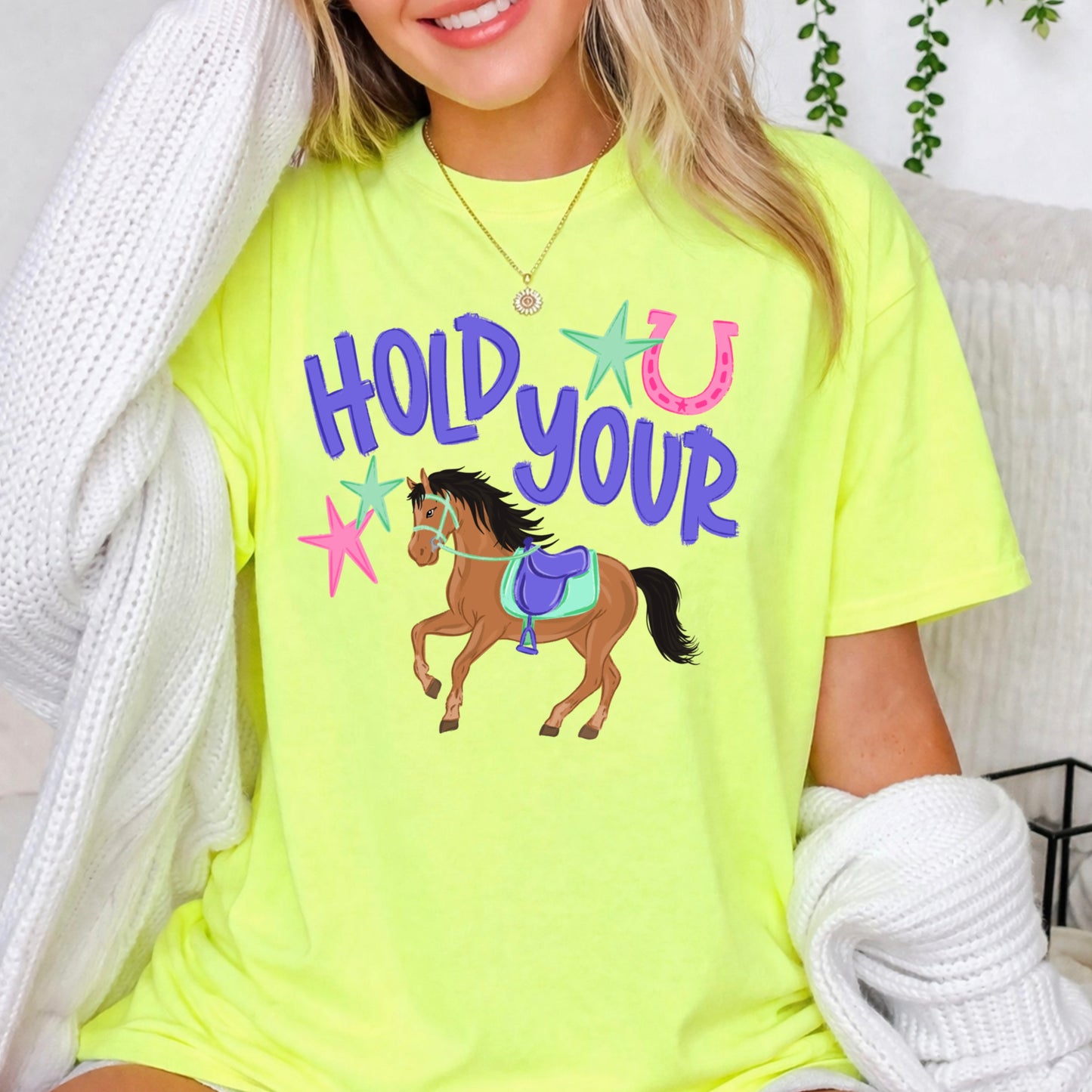 Hold Your Horses Comfort Color Graphic Tee