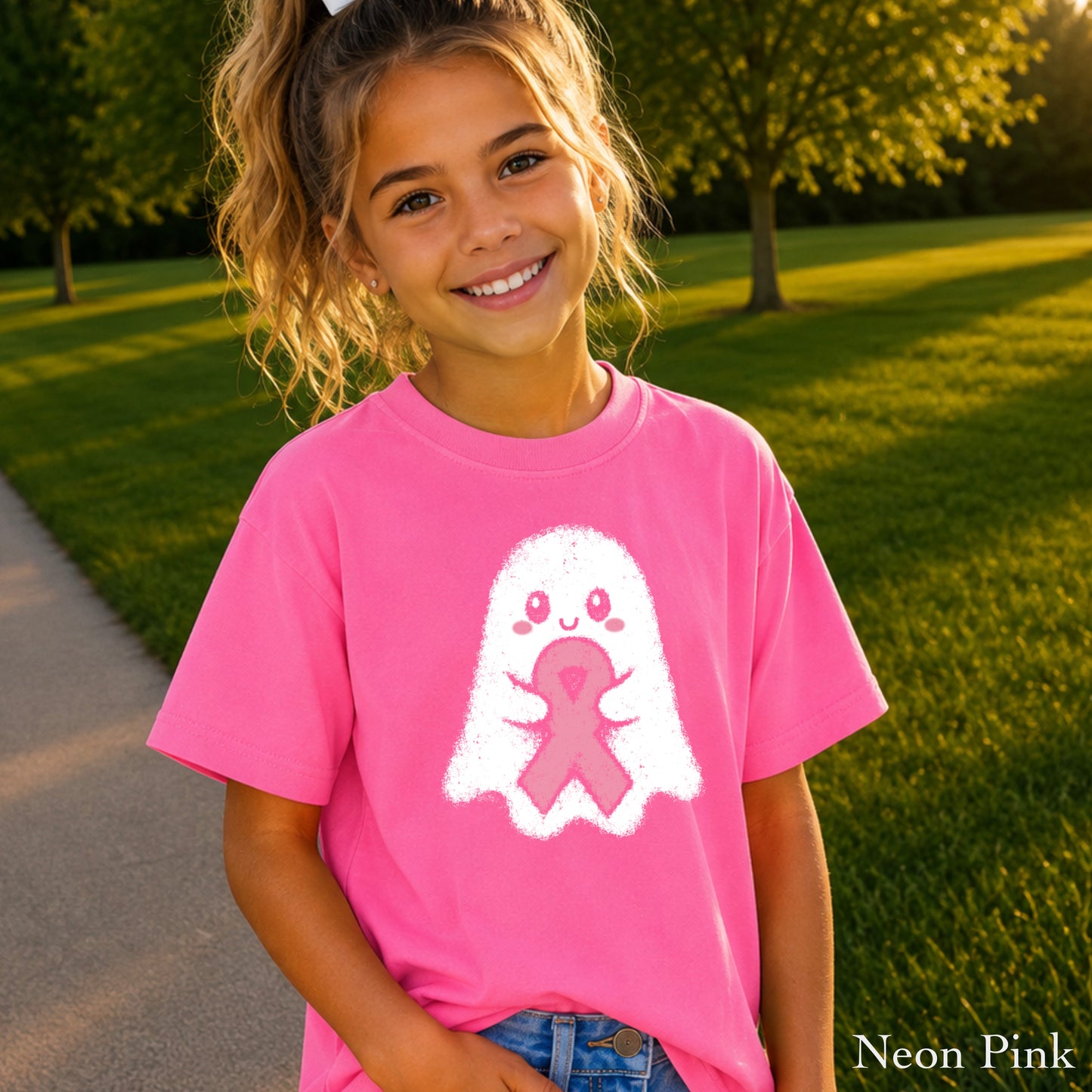 Breast Cancer Ghost Youth Comfort Color T-Shirt