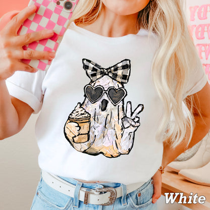 Preppy Ghost Halloween Comfort Color Graphic Tee