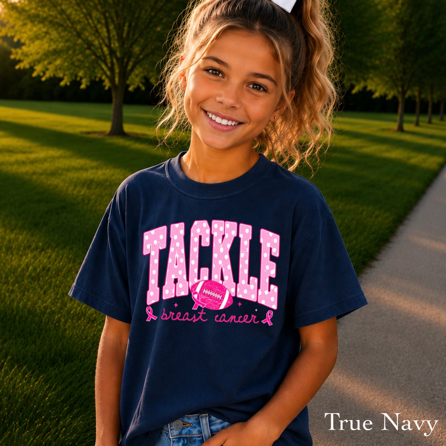 Tackle Breast Cancer Youth Comfort Color T-Shirt