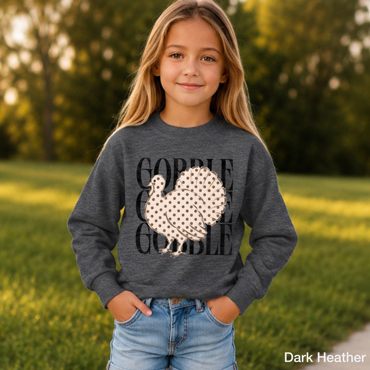 Gobble Thanksgiving Youth Crewneck Sweatshirt