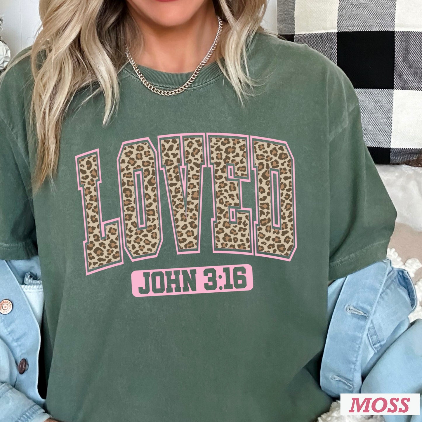 Leopard Loved John 3:16 Valentine’s Day Comfort Color Graphic Tee