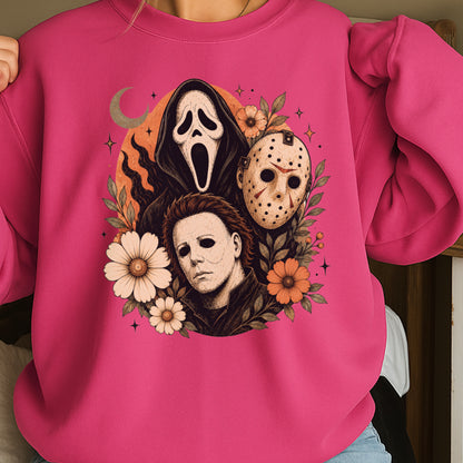 Floral Halloween Characters Crewneck Sweatshirt