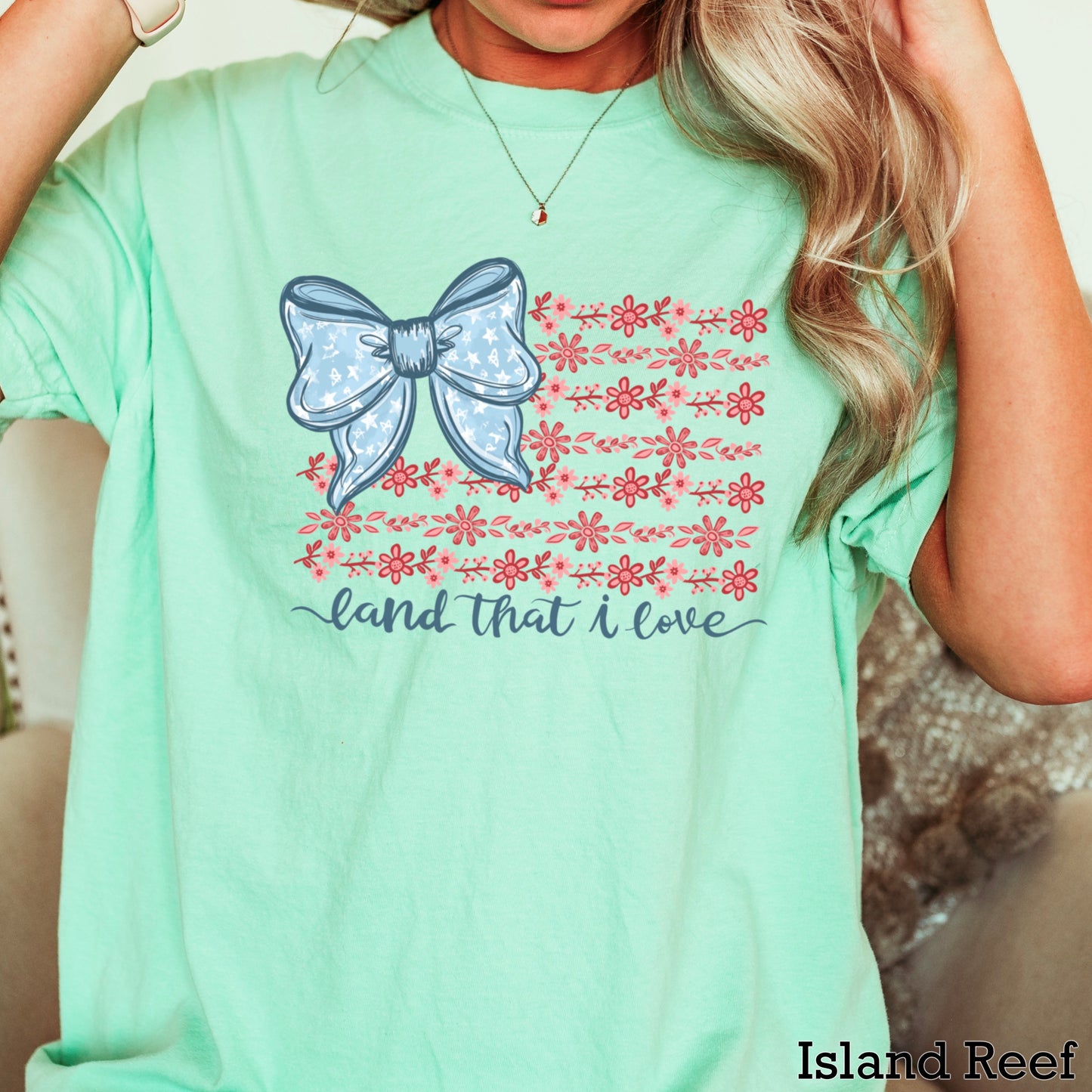 Land Of The Free Patriotic Comfort Color Graphic Tee