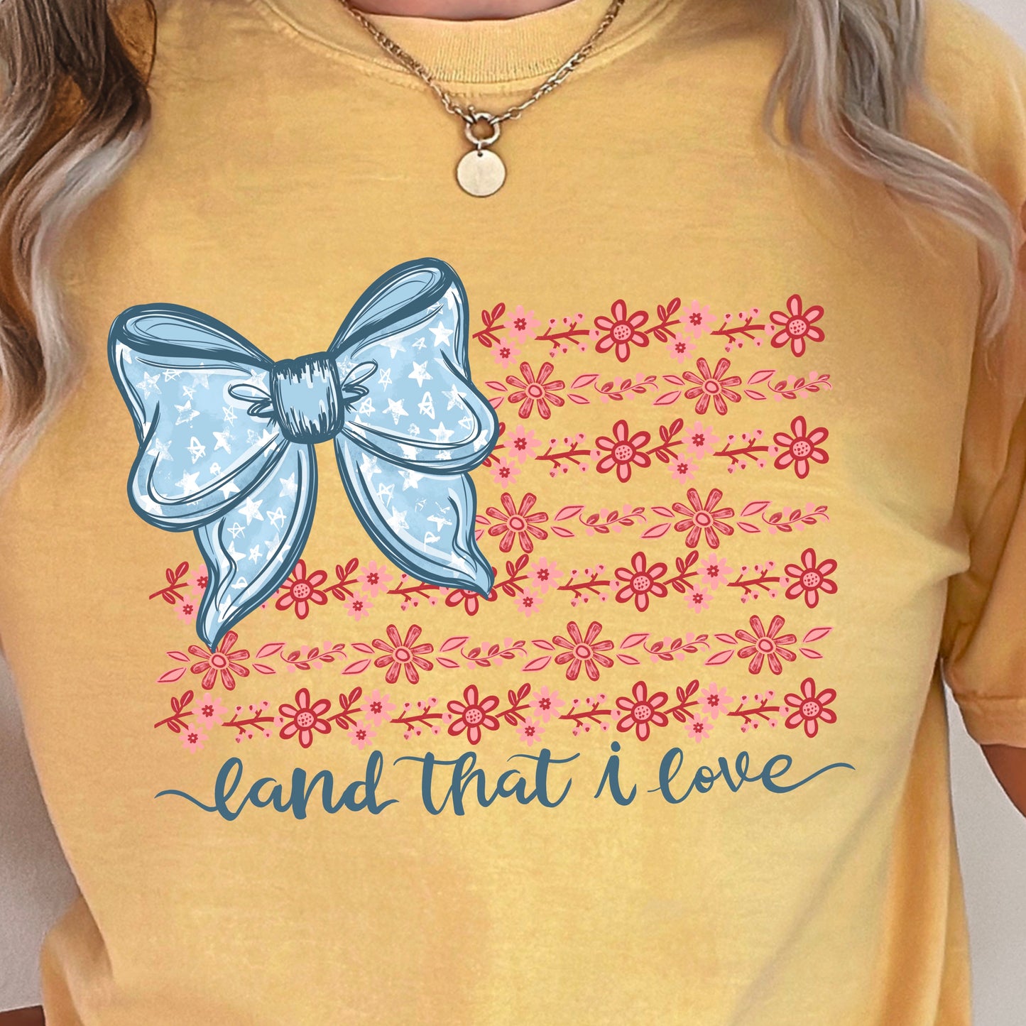 Land Of The Free Patriotic Comfort Color Graphic Tee