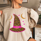 Leopard Witches Hat Halloween Crewneck Sweatshirt