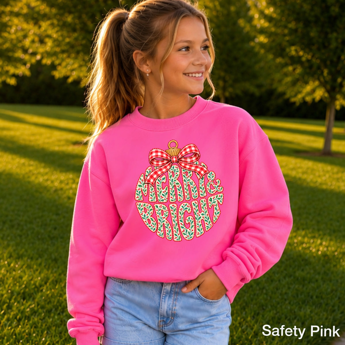 Merry & Bright Christmas Youth Crewneck Sweatshirt