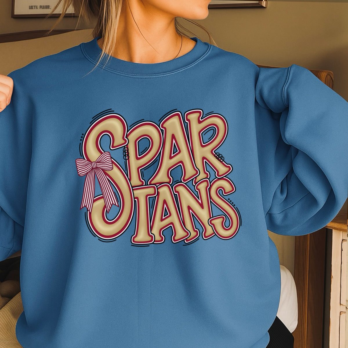 Spartans Coquette Bow Crewneck Sweatshirt