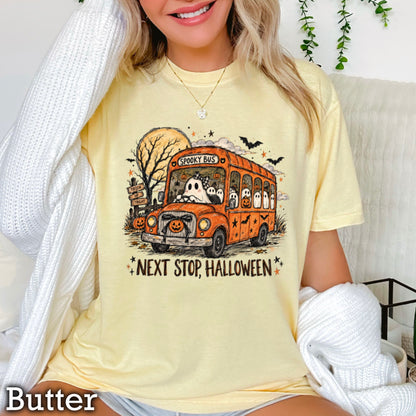 Next Stop Halloween Comfort Color Graphic Tee