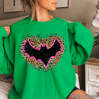 Leopard Bat Halloween Crewneck Sweatshirt