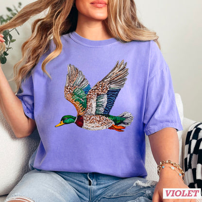 Faux Rhinestone Mallard Duck Comfort Color Graphic Tee