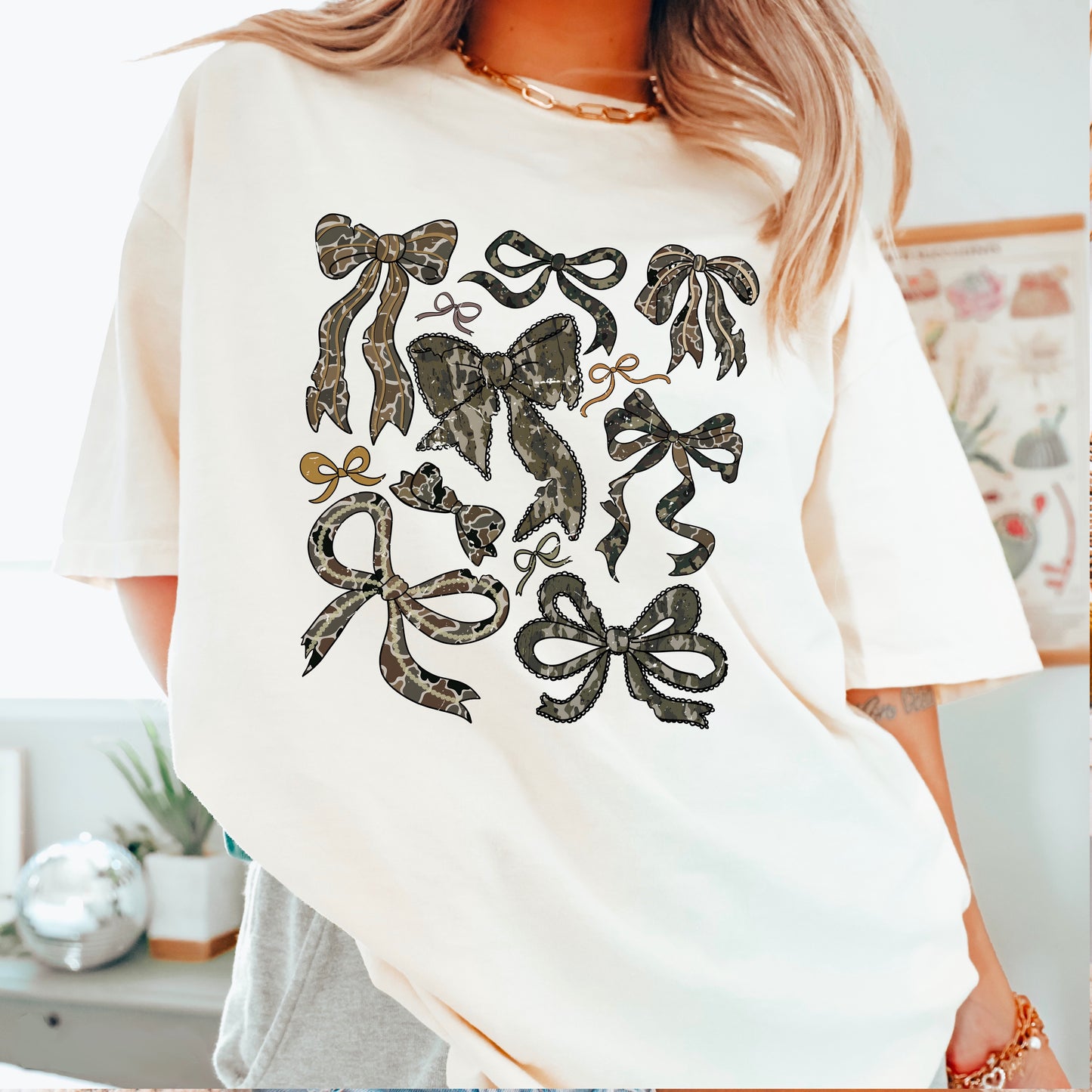 Camo Bows Comfort Color Graphic Tee
