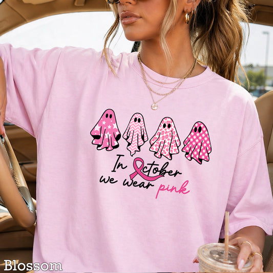 In October We Wear Pink Comfort Color Graphic Tee