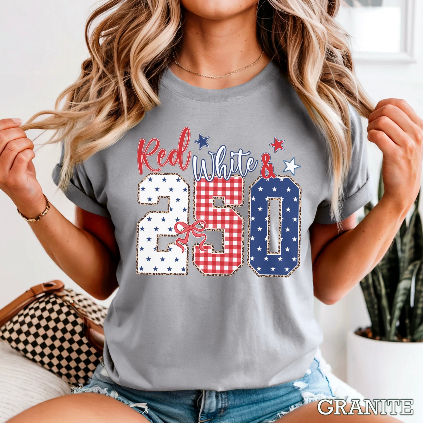 Red White & 250 Patriotic Comfort Color Graphic Tee