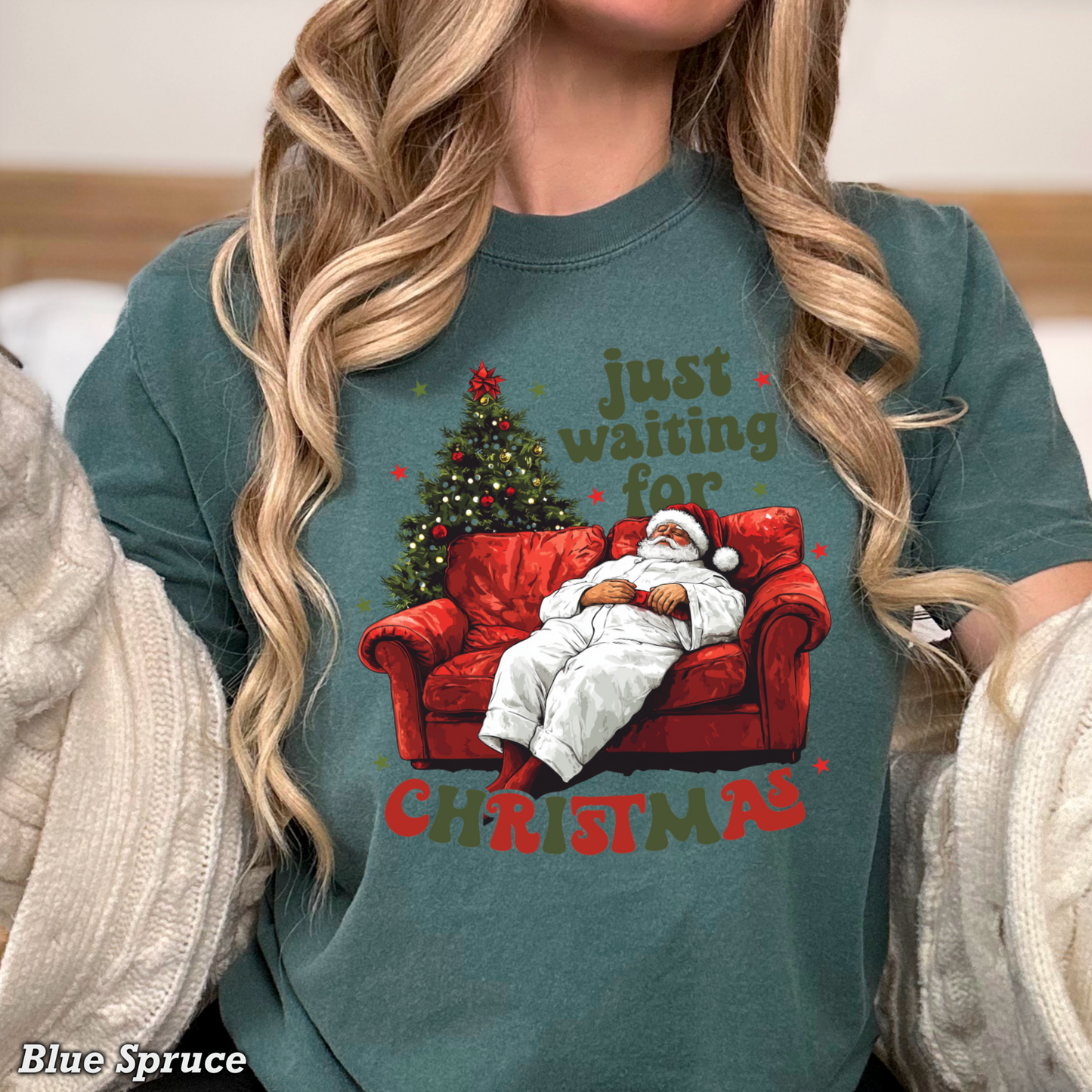 Just Waiting For Christmas Comfort Color Graphic Tee