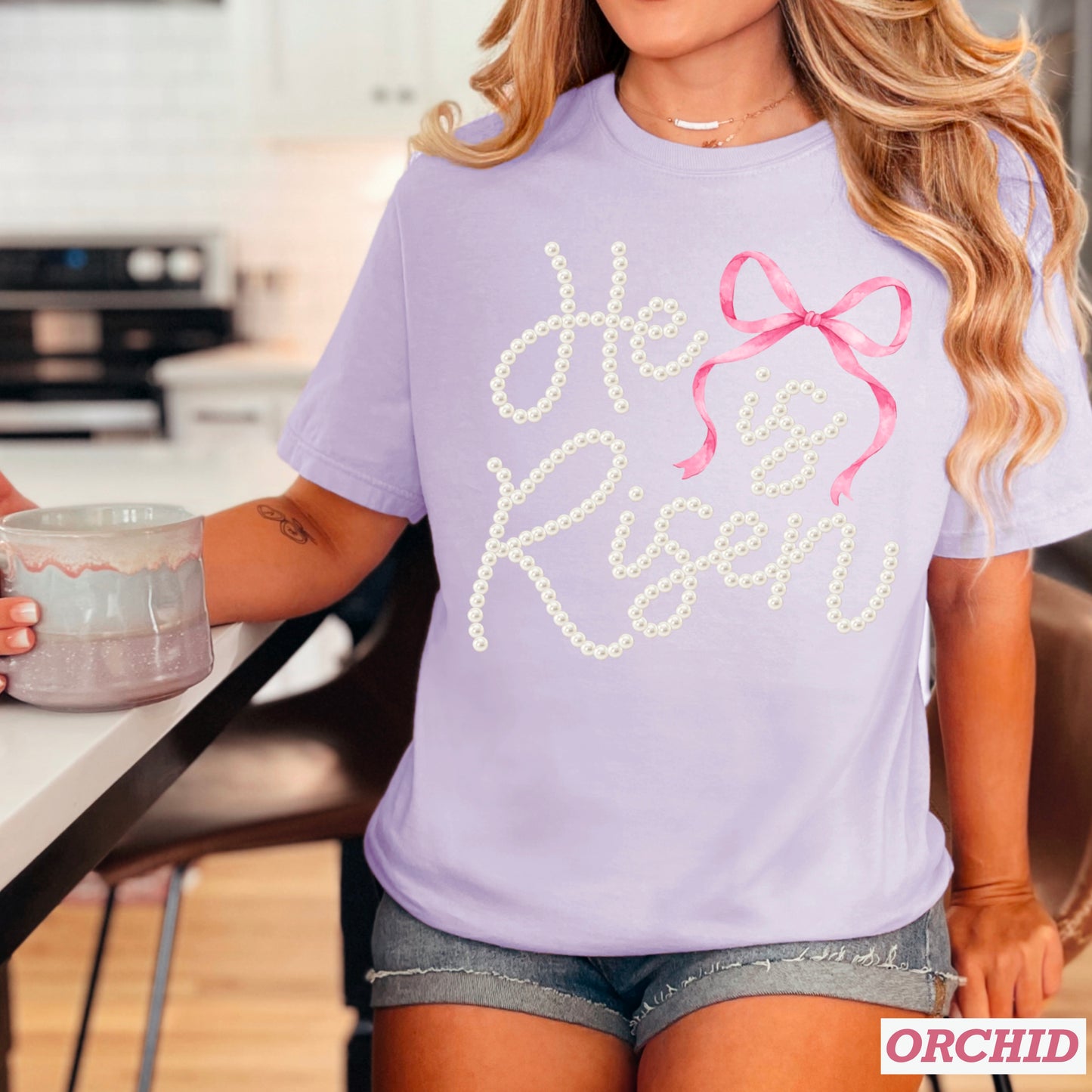 He Is Risen Easter Comfort Color Graphic Tee