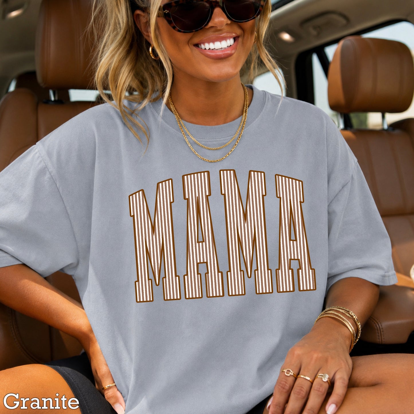 Mama Brown Seersucker Comfort Color Graphic Tee
