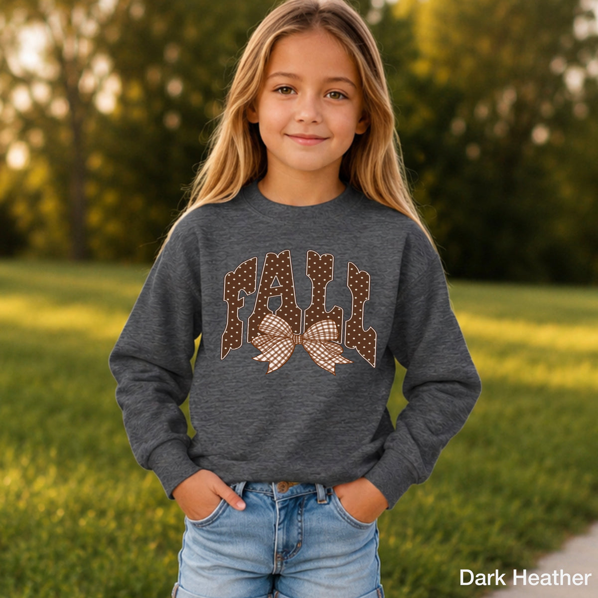 Fall Gingham Youth Crewneck Sweatshirt