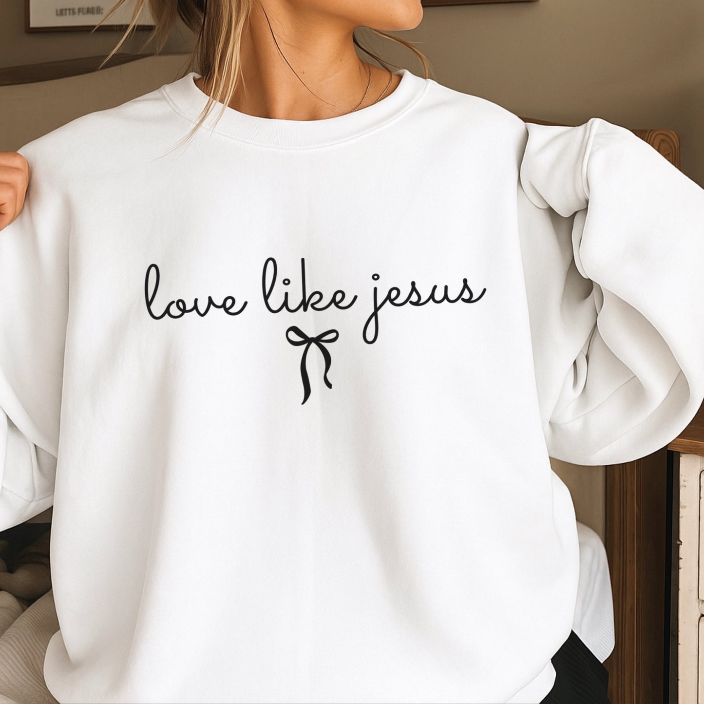 Love Like Jesus Christian Graphic Crewneck Sweatshirt