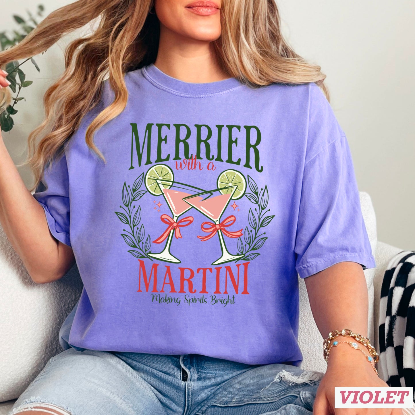 Merrier With A Martini  Comfort Color Graphic Tee