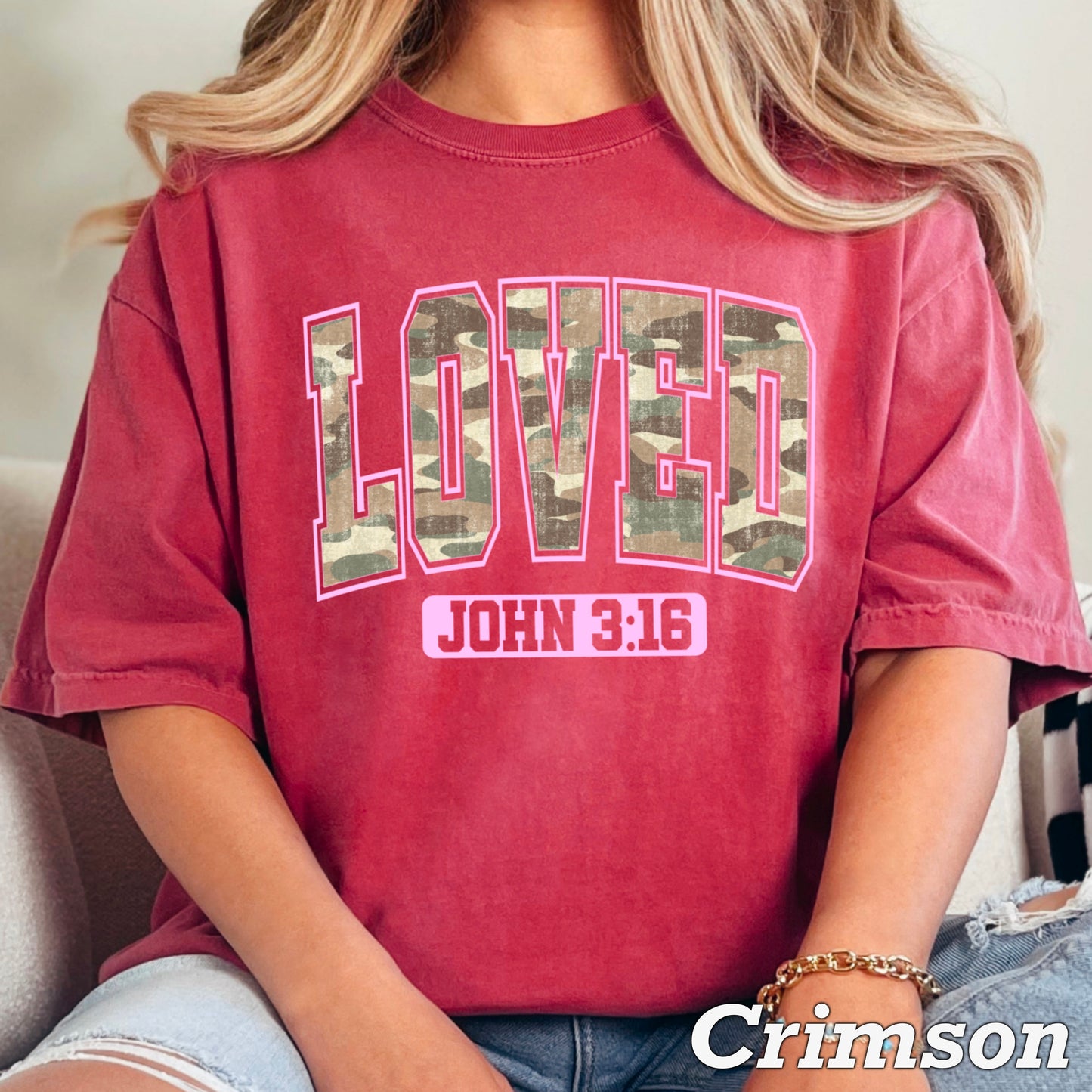 Camo John 3:16 Valentine’s Day Comfort Color Graphic Tee