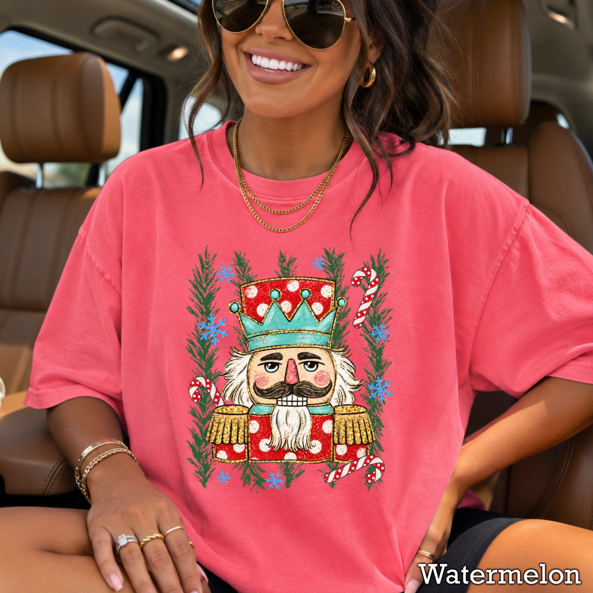 Preppy Nutcracker Christmas Comfort Color Graphic Tee