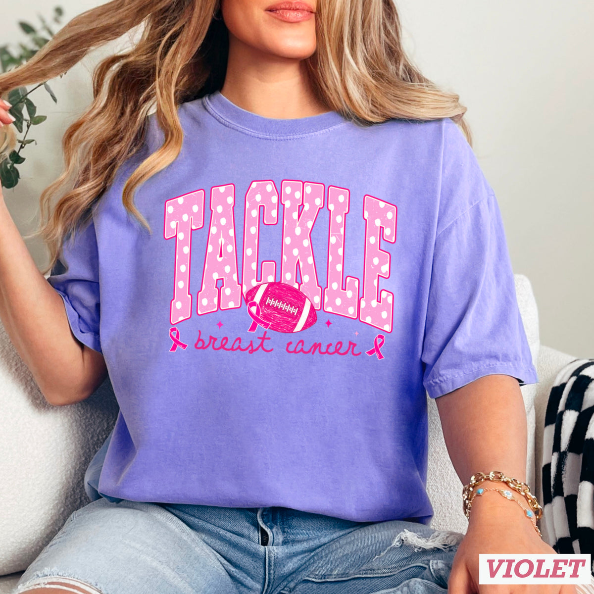 Tackle Breast Cancer Comfort Color Graphic Tee