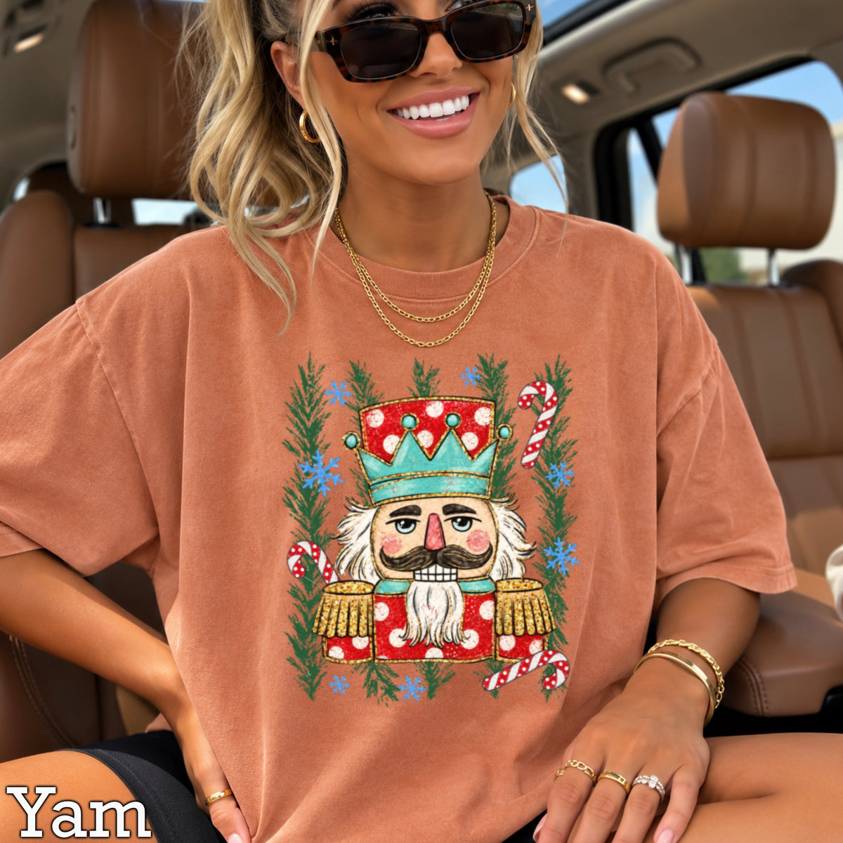 Preppy Nutcracker Christmas Comfort Color Graphic Tee