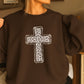 Snow Leopard Cross Christian Crewneck Sweatshirt