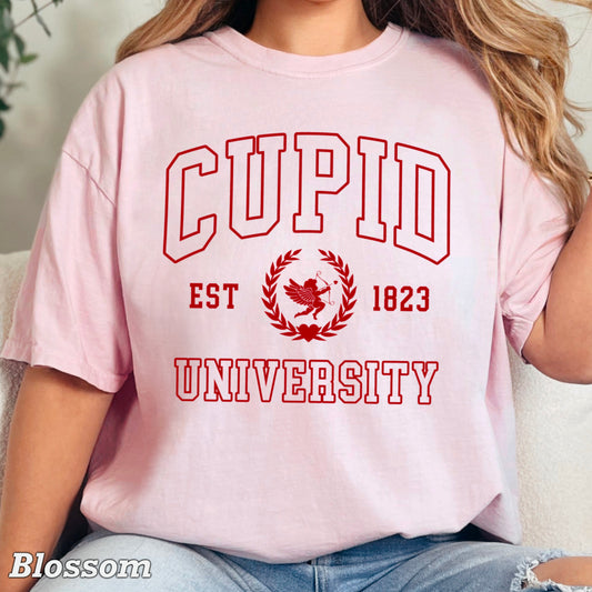 Cupid University Valentine’s Day Comfort Color Graphic Tee
