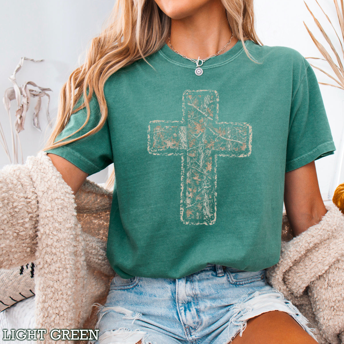 Camo Cross Christian Comfort Color Graphic Tee