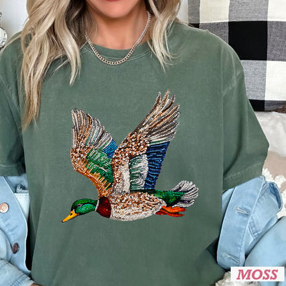 Faux Rhinestone Mallard Duck Comfort Color Graphic Tee